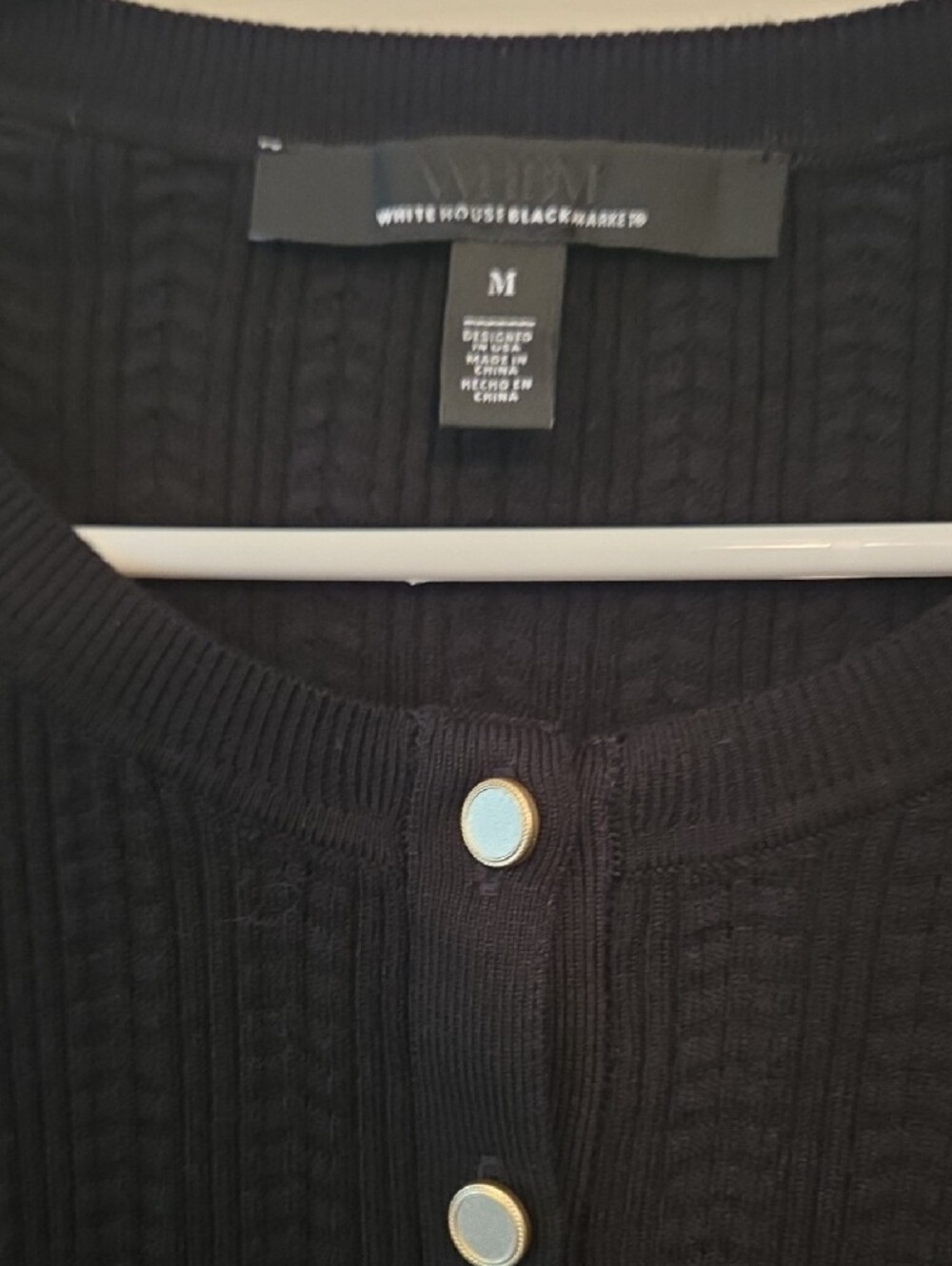 White House Black Market Black Button-Front Knit Cardigan Sweater Size Medium - Picture 2 of 9